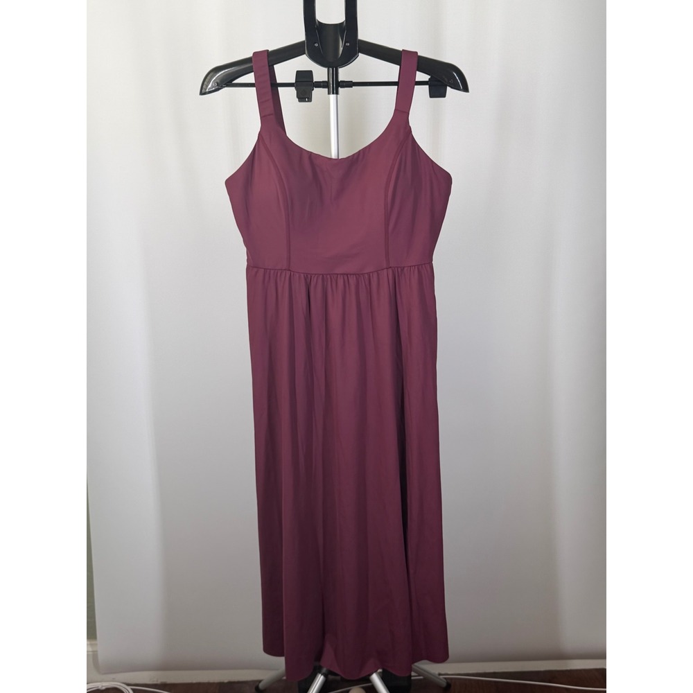 Halara Backless Twisted Cut Out Side Slit Maxi Dress Burgundy Plum Large NWT